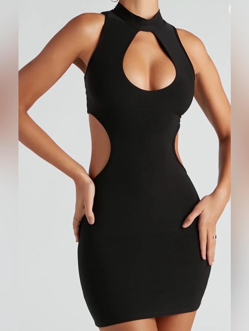 FINESSE Women’s Black Cutout Bodycon Dress Size Medium